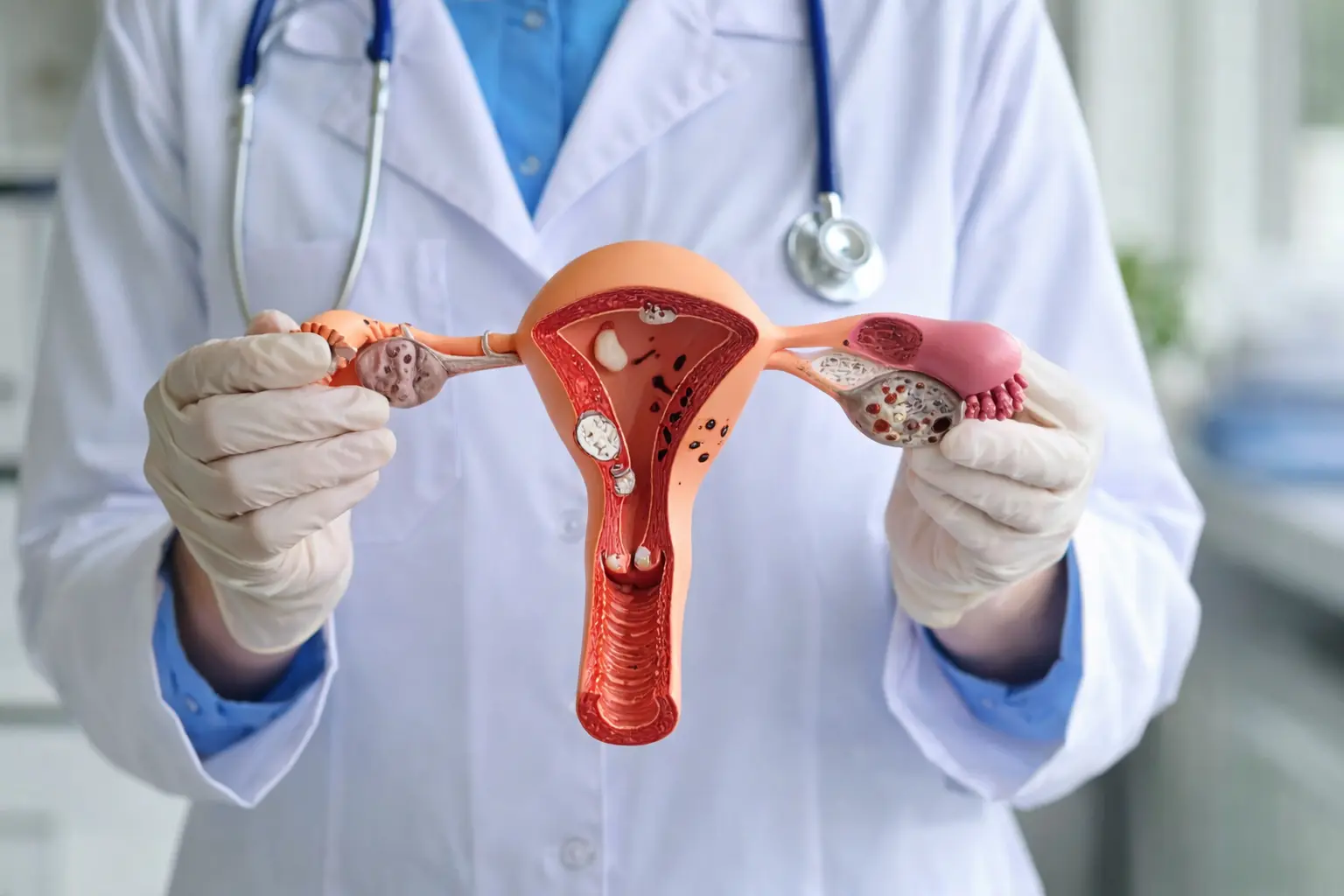 Illustration showing female reproductive system